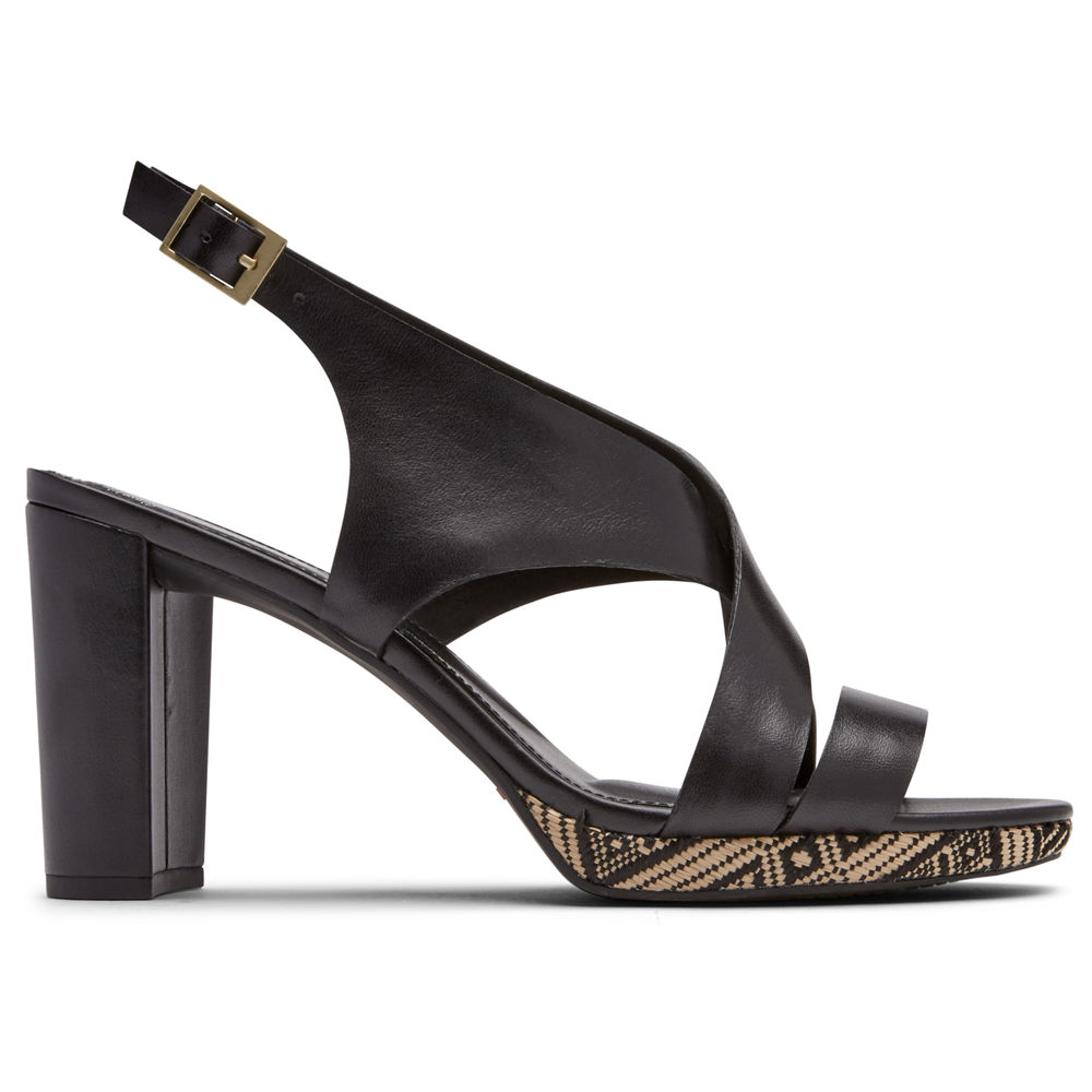 Zapatos De Tacones Rockport Mujer Mexico - Total Motion Ivy Cross Slingback Negros - DLEYB8329